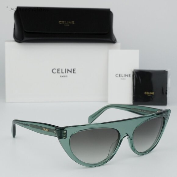 BRAND NEW Celine CL40228I 93B Green Grey Gradient Geometric Women Sunglasses - Picture 1 of 9